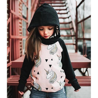

Cute Unicorn Child Kids Girls Hooded Coat Autumn Cartoon Jacket Casual Outerwear 1-5Y
