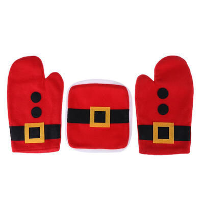 

3pcs Set Christmas Baking Insulation Mat Oven Microwave Anti-Hot Gloves