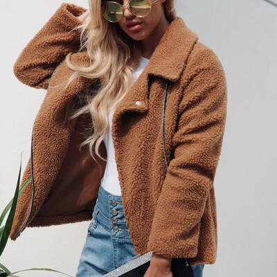 

Roseonmyhand Womens Ladies Warm Artificial Wool Coat Zipper Jacket Winter Parka Outerwear