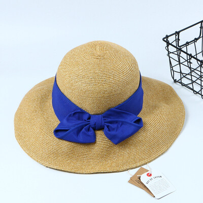 

Korean version of Japanese straw hat foldable Sun Li with bow bow hat students out of paper straw hat tide