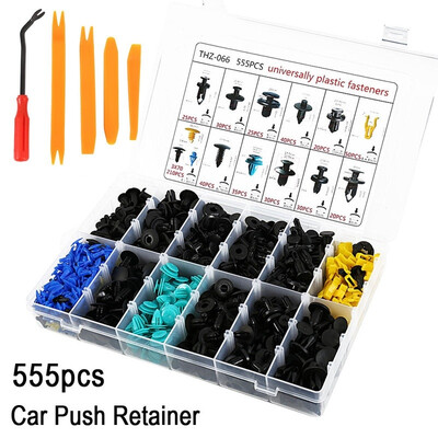 

555Pcs Car Push Retainer Trim Clips Universal Plastic Nylon Fastener Rivet Molding Removal Tool Kit Fastener Remover