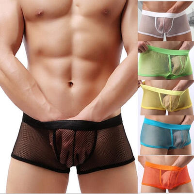 

Men Mesh Underwear Pants Transparent See Through Boxer Briefs Short Vogue