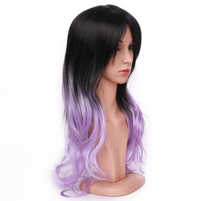 

Long Full Wig with Bangs Ombre Natural Wave Heat Resistant Synthetic Wig Dyeing Color Curly Wavy Cosplay Wigs Costume Dress