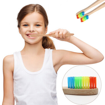 

〖Follure〗Eco-Friendly Rainbow Bamboo Soft Fibre Toothbrush Teeth Brush 2pcs