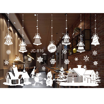 

Gobestart Christmas Living Room Xmas Santa Claus Snowman Elk Wall Stickers Window Decor A