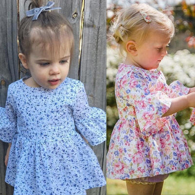 

Toddler Baby Girls Kid Princess Dress Floral Ruffled Party Dress Sundress 0-4T
