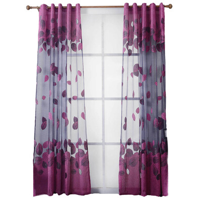 

Foliage Tulle Sheer Door Window Screening Curtain Drape Scarf Sheer Voile D