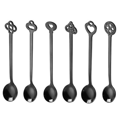 

Toponeto 6PCS Colorful Spoon Handle Spoons Flatware Ice Cream Drinking Tools Kitchen BK