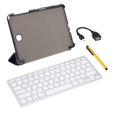 

Wireless Bluetooth Keyboard Folding Foldable Magnetic PU Leather Case Cover Stand Holder Stylus Pen OTG Cable Protective Film for