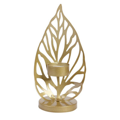 

Nordic Geometric Candle Holder Metal Hollow Leaf Candlestick for Home Decor