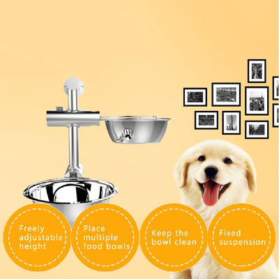 

Stainless Steel Adjustable Raised Pet Lifting Bowl Height Elevated Dog Double Bowls Food Stand Feeder