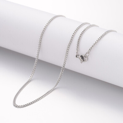

304 Stainless Steel Necklace Making Curb Chains Faceted with Lobster Clasps Stainless Steel Color 236"60cm 2mm