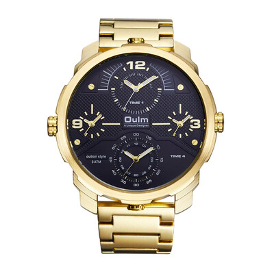 

Oulm Ou Lei steel mens waterproof quartz watch mens watch four movement multi-time zone multi-function
