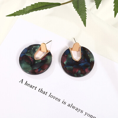 

Womens Earrings Korean Style Metal Geometry Acrylic Vintage Drop Long Earrings Fashion Jewelry Winter 2019 Accesorios Mujer