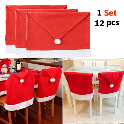 

〖Follure〗Party Christmas Decoration Table Red Hat Decor Dinner Chair Cover Clause 12pc