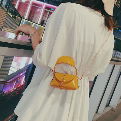

2019 New Metal Ring Handle Women Handbag Luxury Designer Mini Cute Tote Bag Chain Rivet Shoulder Bag Fashion Messenger Bag Bolso