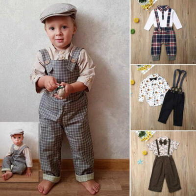 

Infant Boy Kid Formal Animal Jumpsuit Shirt Tops Strap Pants Outfit Clothes 2PCS