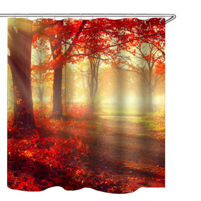 

Maple Landscape Natural Scenery Print Shower Curtain Series Waterproof And Mildew With C Shape Plastic 180180Cm