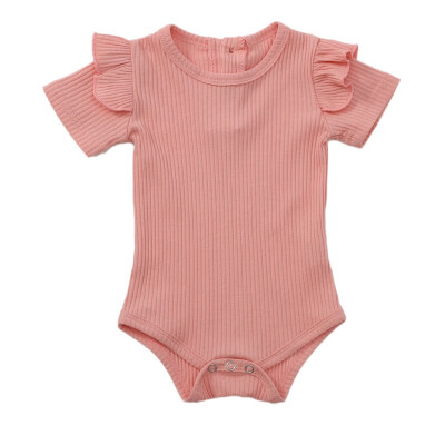 

Infant Baby Flare Sleeve Solid Print Bodysuit Kids Girls Boys Bodysuit Jumpsuit Newborn Clothes