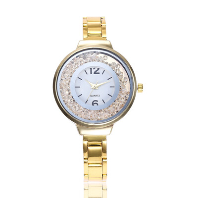 

New womens alloy steel belt watch quicksand ball stone