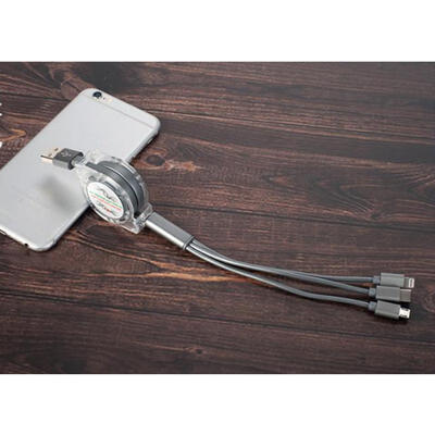 

3 In 1 USB Charging Cable Charger Retractable Data Sync Cord With Type C Micro USB Lightning For IOS IPhone Android - 1m