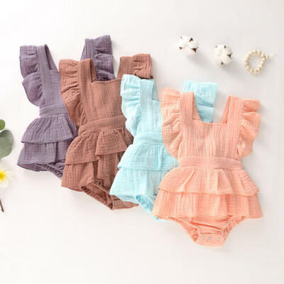 

Newborn Baby Girl Clothes Ruffle Cotton Romper Bodysuit Jumpsuit Outfit Sunsuit
