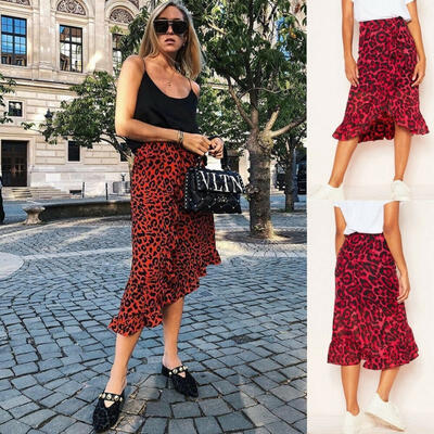 

HOT Women High Waist Leopard Print Bodycon Casual Clubwear Slim Mini Skirt Dress