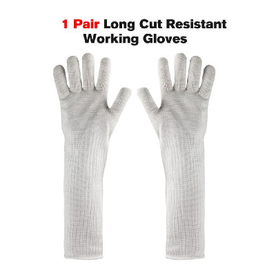 

1 Pair of Long Cut Resistant Working Gloves Hand Arm Protective Cut-resistant Anti Abrasion Stainless Steel Wire Safety Gloves Cut