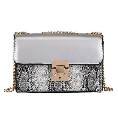 

Women Snakeskin Shoulder Handbags Clutch Leather Chain Crossbody Square Bag