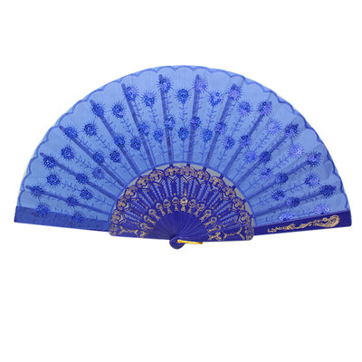 

Siaonvr Spanish Lace Silk Folding Hand Held Dance Fan Flower Pattern for Party Wedding