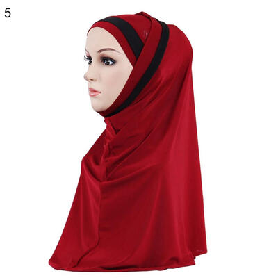

Fashion Double Color Splicing Women Scarf Muslim Hijab Head Wrap Headscarf