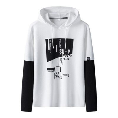 

Toponeto Mens New Fashion Autumn Winter Hooded Long Sleeved Jacket Stitching Color Tops