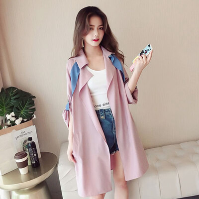 

Women Loose Coat Winter Lapel Casual Cardigan Long Sleeve Thin Section Windbreaker Solid Color