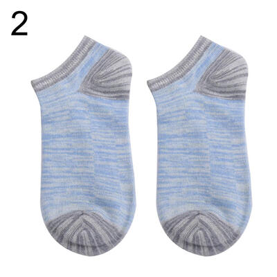 

1 Pair Vintage Women Color Block Low Cut Breathable Cotton Elastic Boat Socks
