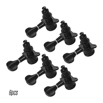 

Electric Guitar Machine Heads Knobs String Tuning Pegs Locking Tuners Pack of 6 Pieces 6R with Mounting Screws&Ferrules Black