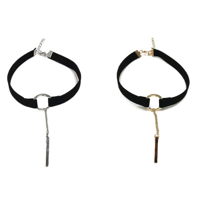 

New Hot Thai Princess All-match Metal Ring Pendant Necklace Long Suede Short Necklace Collar Female Korean Clavicle Chain