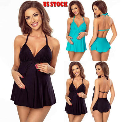 

Pregnant Maternity Swimwear Womens Halter Neck Swimsuit Bathing Suit Beachwear