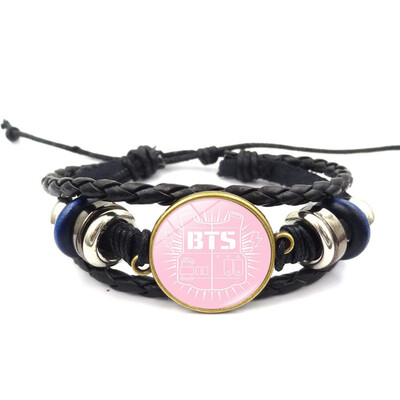 

Kpop BTS Bangtan Boys Bracelet Time Gem Leather Bracelet Retractable Bracelet Cartoon Image Alloy Hot Gift for ARMY