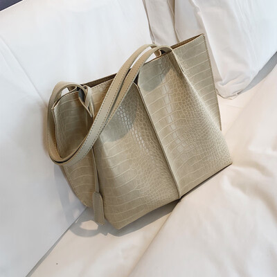 

2019 new womens shoulder bag casual simple fashion tote bag bag trend crocodile pattern womens bag