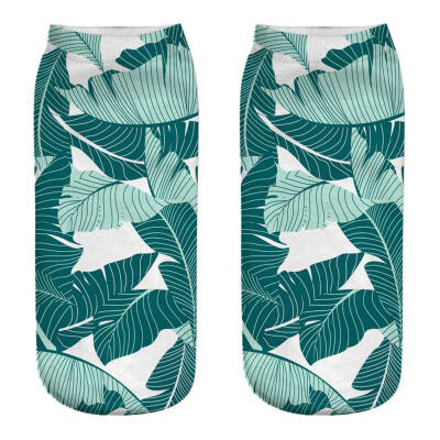 

1 Pair Women Ankle Sock Unisex Tropical Plant Flower Pattern Cotton Socks 3D Printing Funny Socks