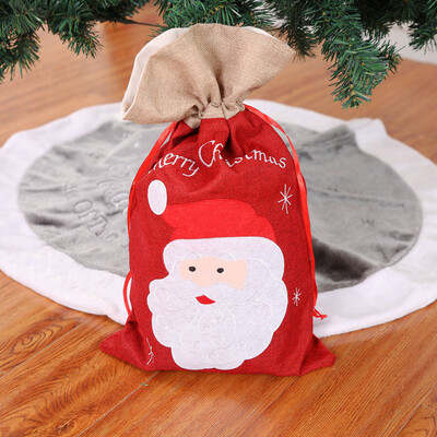 

Toponeto Santa Burlap Gift Bag Tote Bag Decoration Christmas Party Supplies