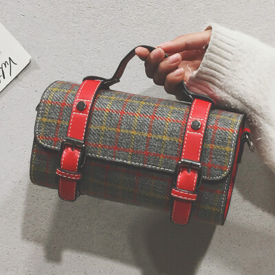 

Small bag women 2019 autumn new Korean retro Plaid portable chic shoulder slung pillow bag
