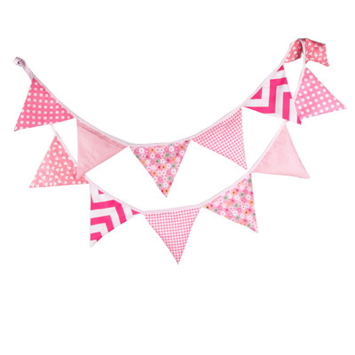 

32m 12 Flags Pink Flag Banner Pennant WeddingBirthday Party Decor