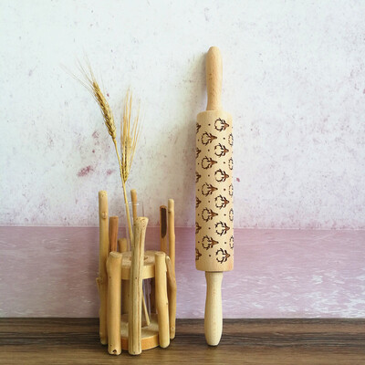 

Siaonvr 2018 New Christmas Rolling Pin Engraved Rolling Pin Embossed Rolling Pin