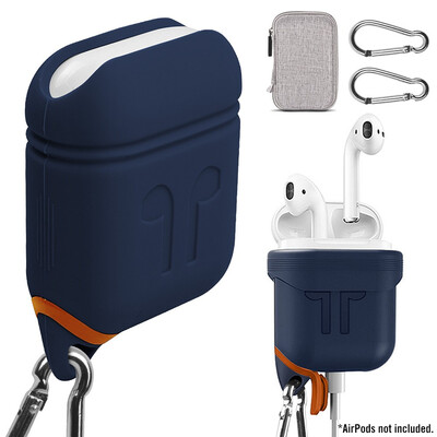 

4 in 1 Airpods Case Cover Carrying Case Shockproof Silicone Air Pods Case Keychain Protective Cover Skin