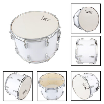 

Glarry Student Marching Drum Set with Key Strap&Two Drumsticks for School Band White14 x 10"