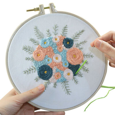 

Full Range of Embroidery with Tools Kit DIY Flower Regiment Handkerchief for Valentines Day Gift DIY Knitting Product