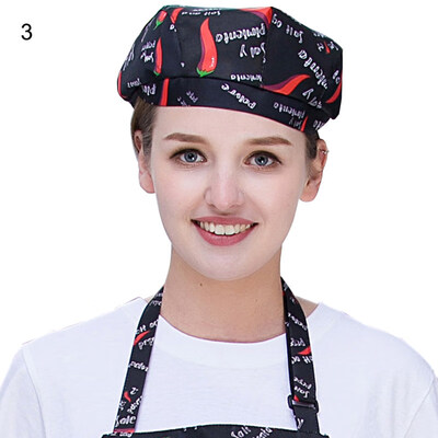 

Women Fashion Print Hotel Restaurant Chefs Beret Cafe Waiters Hat Cap Headgear