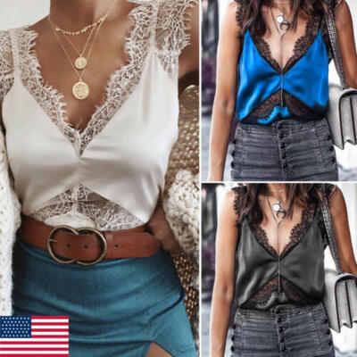 

New Women Summer Lace Vest Top Sleeveless Blouse Casual Tank Tops T-Shirt