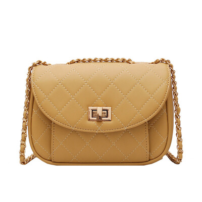 

Bag female 2019 new Korean fashion rhombic embroidery line casual wild chain hand strap shoulder slung bucket bag